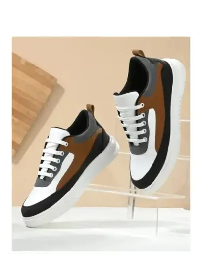[Fausto Men’s White/Grey Colorblocked Sneakers] Fausto Men’s White/Grey Colorblocked Sneakers